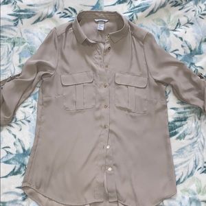 Tan button up blouse